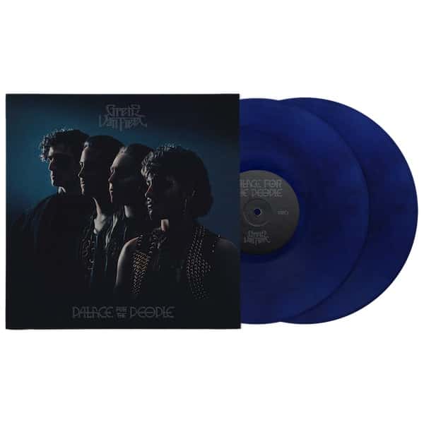 Edición en doble vinilo azul de Palace For The People, con la tapa que muestra a la banda de perfil sobre fondo azul oscuro y el título en letras blancas