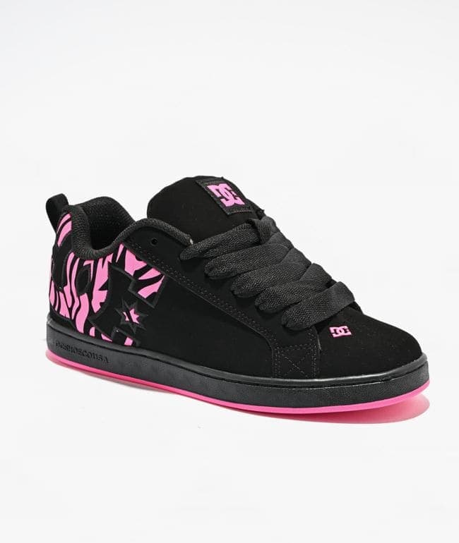 DC Court Graffik Black & Pink Zebra Skate Shoes, foto 2