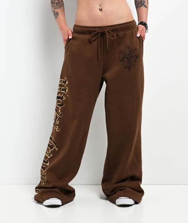 Ninth Hall Divine Conflict Brown Wide Leg Sweatpants