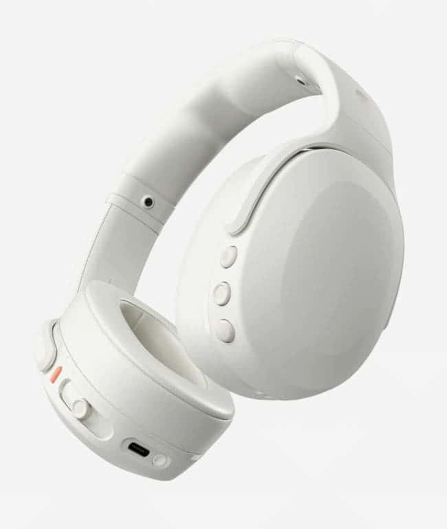 Audífonos inalámbricos de diadema Skullcandy Crusher Evo en color blanco hueso con botones en la copa