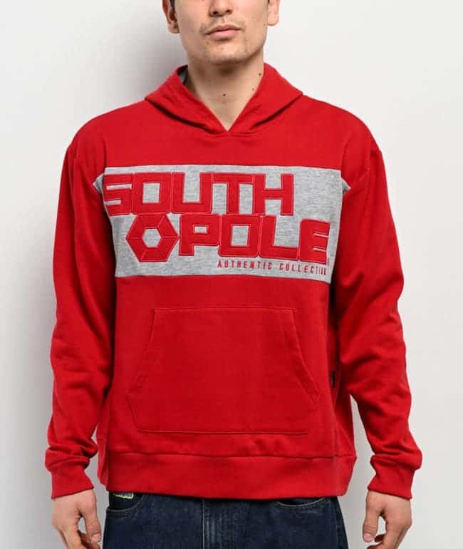 Southpole Logo Red & Grey Hoodie
