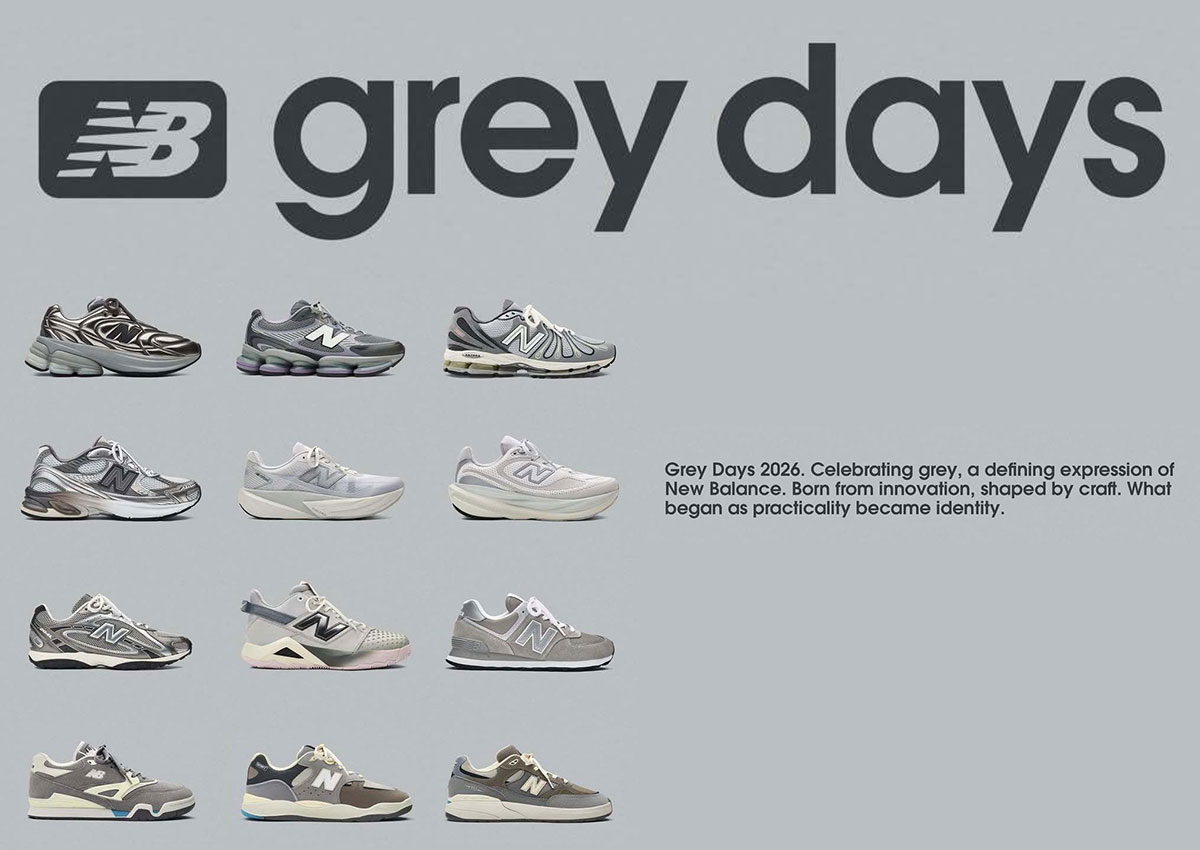 Detalle de la colección New Balance Grey Days 2026